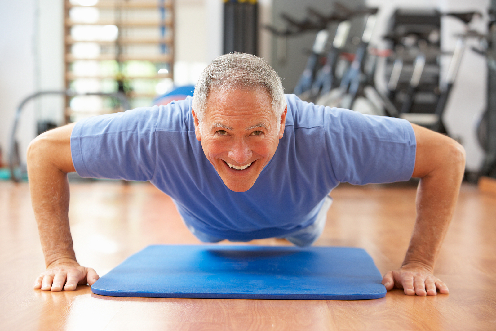 Older man exercising with clear vision